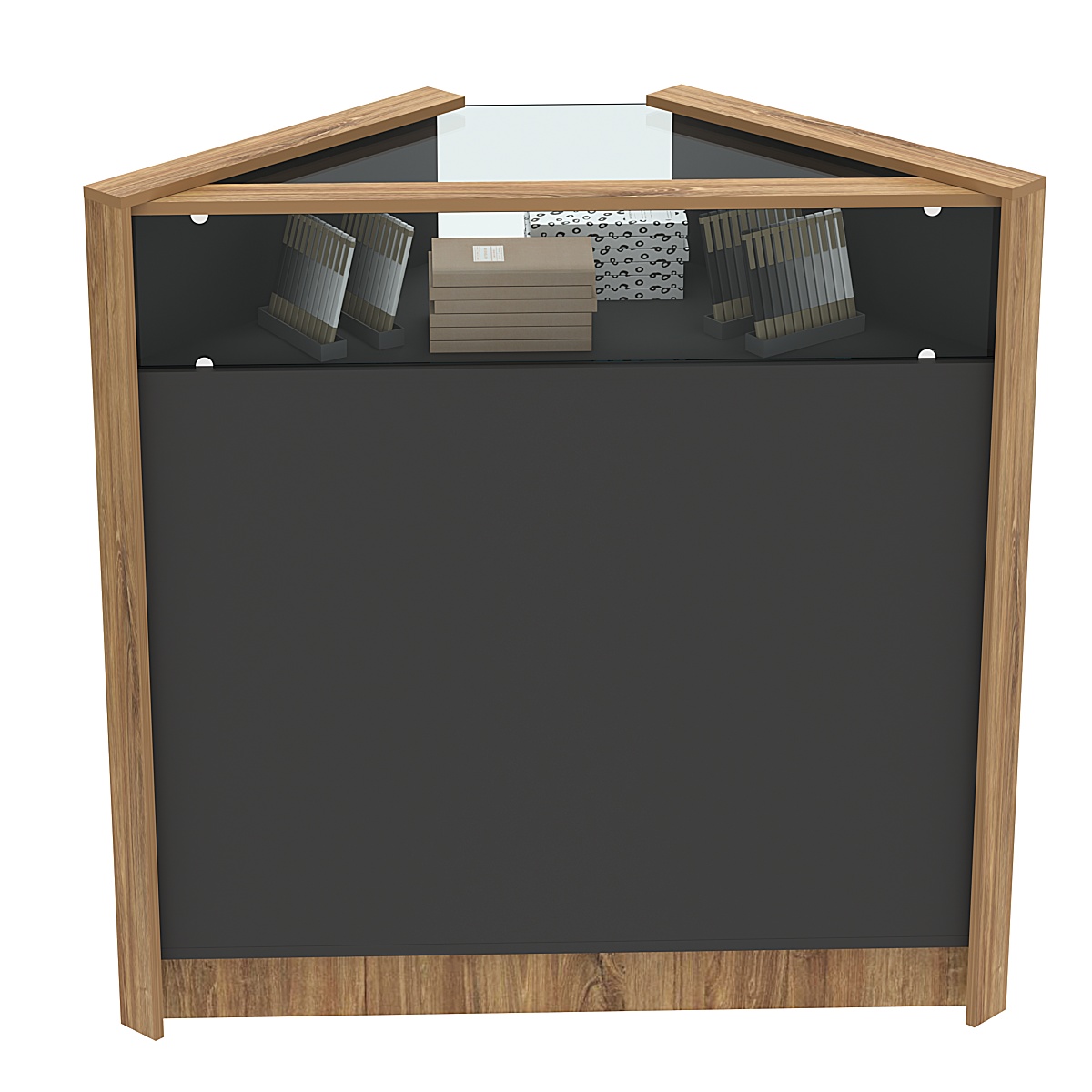 Прилавок из ДСП Модерн №5 угловой Черный + Дуб Канзас коричневый