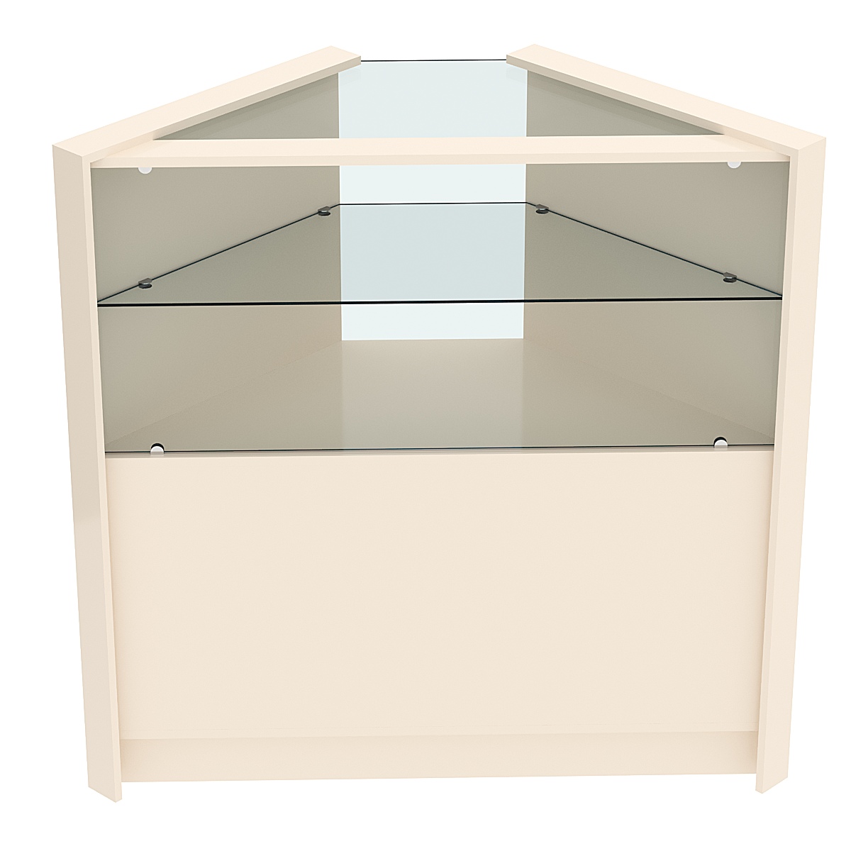 Прилавок из ДСП Модерн №6 угловой с прозрачной полкой Крем Вайс