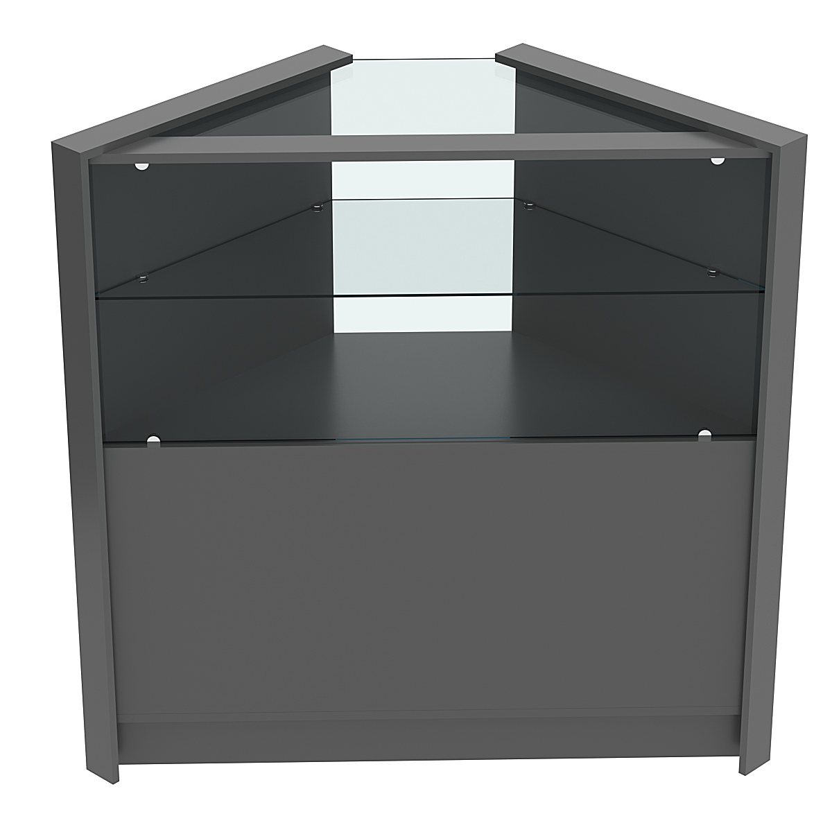 Прилавок из ДСП Модерн №6 угловой с прозрачной полкой Темно-Серый