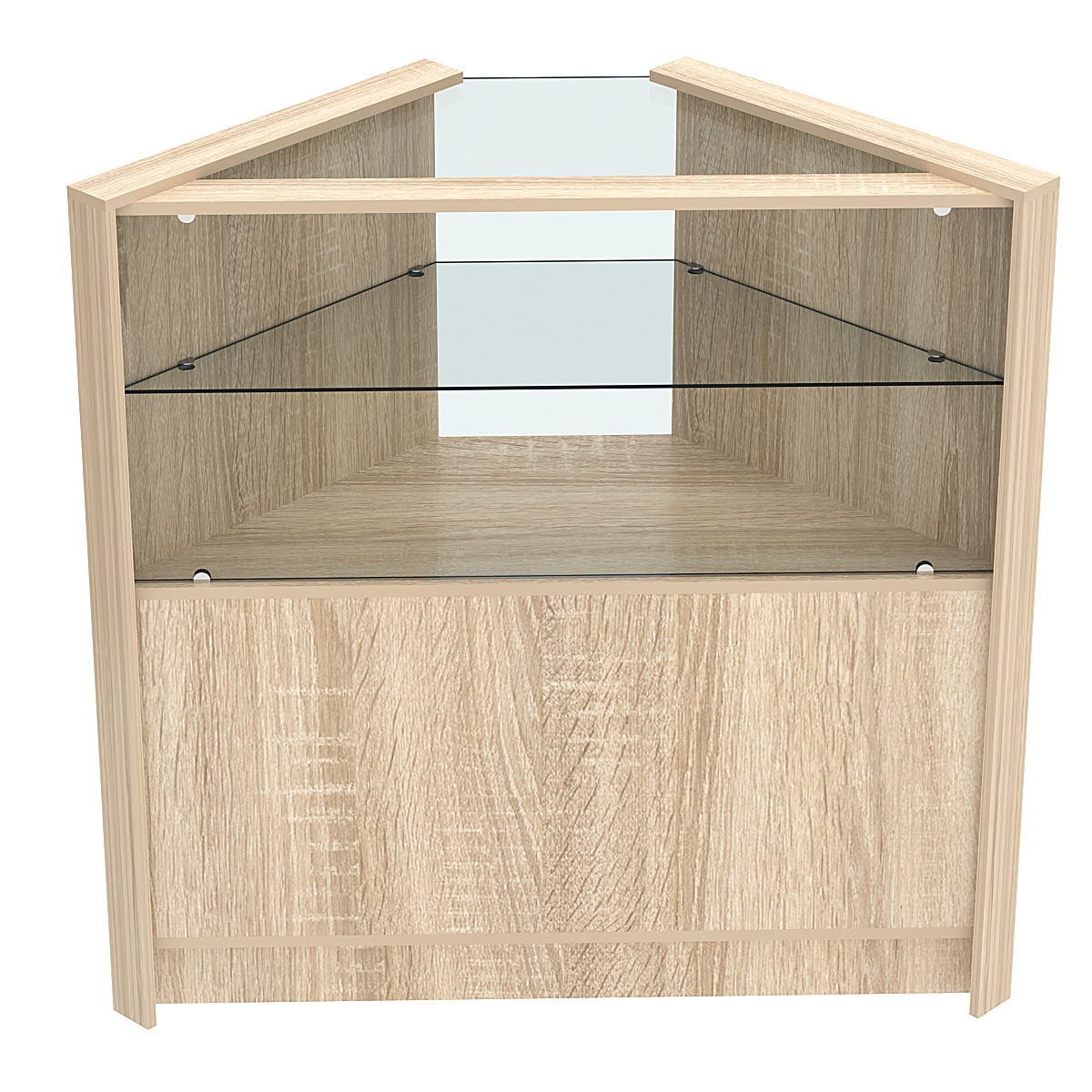 Прилавок из ДСП Модерн №6 угловой с прозрачной полкой Дуб сонома