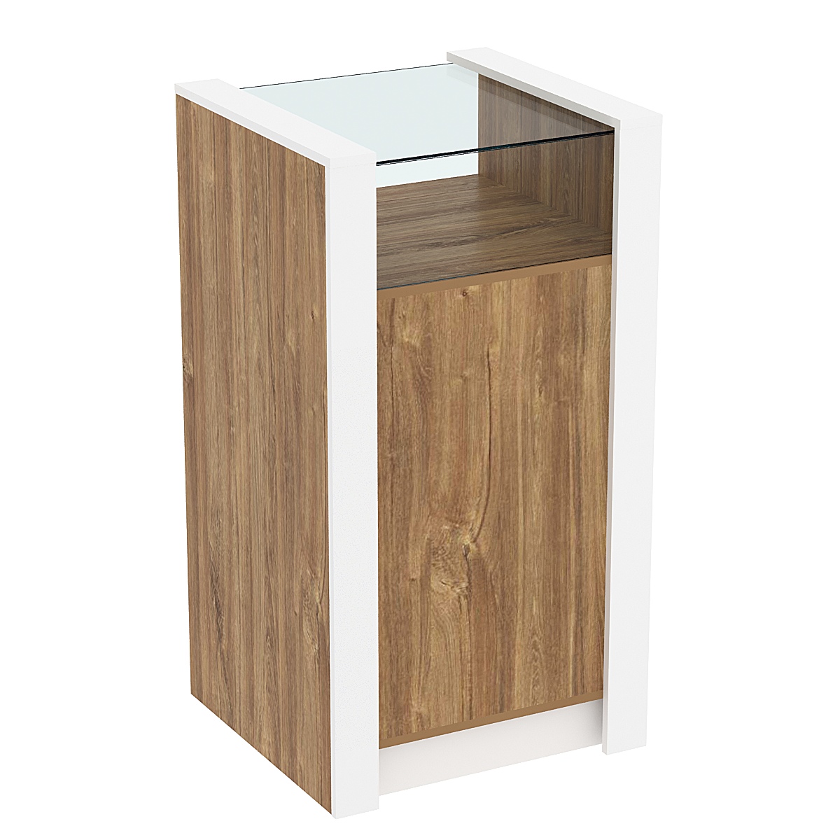 Прилавок из ДСП Модерн №2-600 узкий Дуб Канзас коричневый + Белый