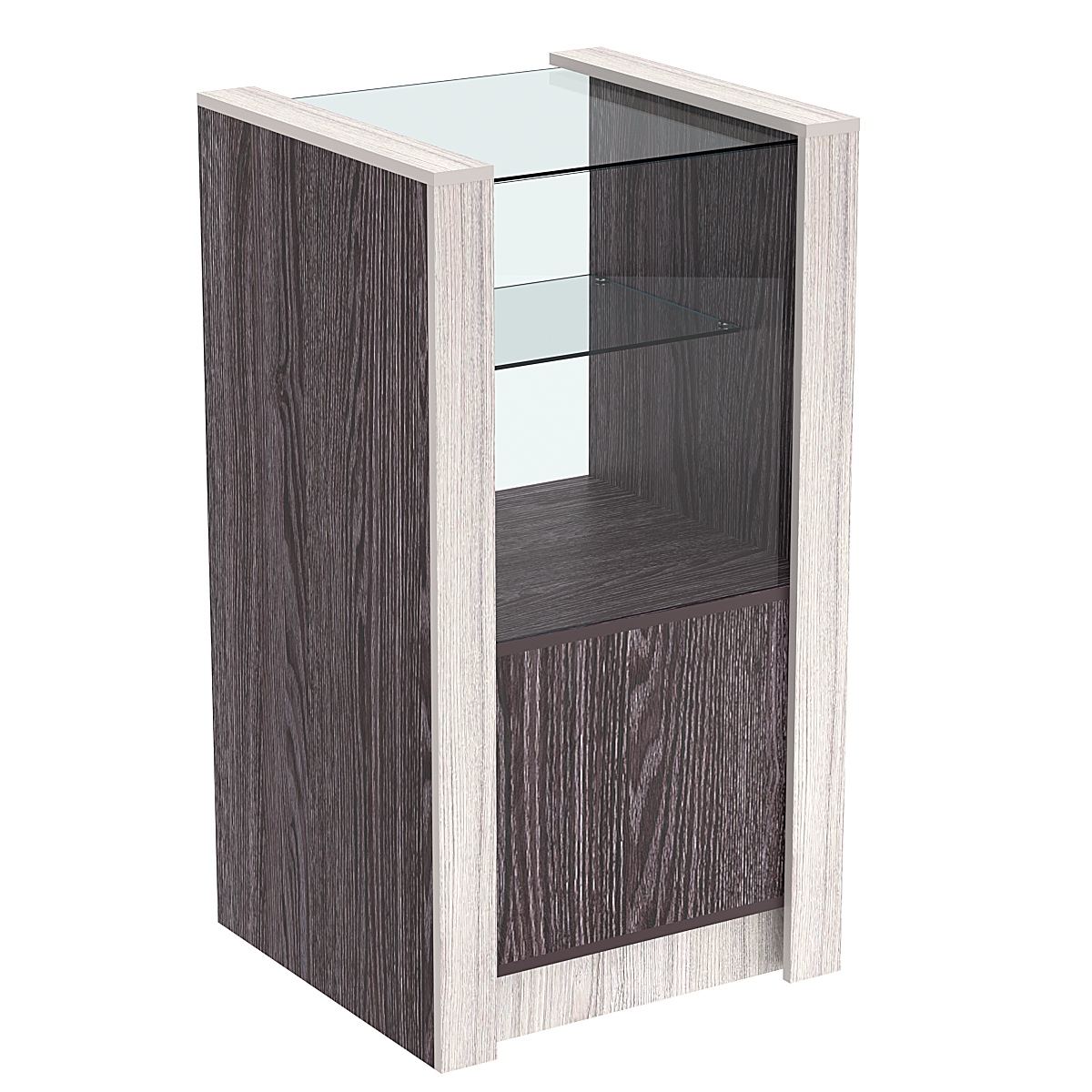 Прилавок из ДСП Модерн №3-600 небольшой с прозрачной полкой Ясень Анкор темный + Ясень Анкор светлый