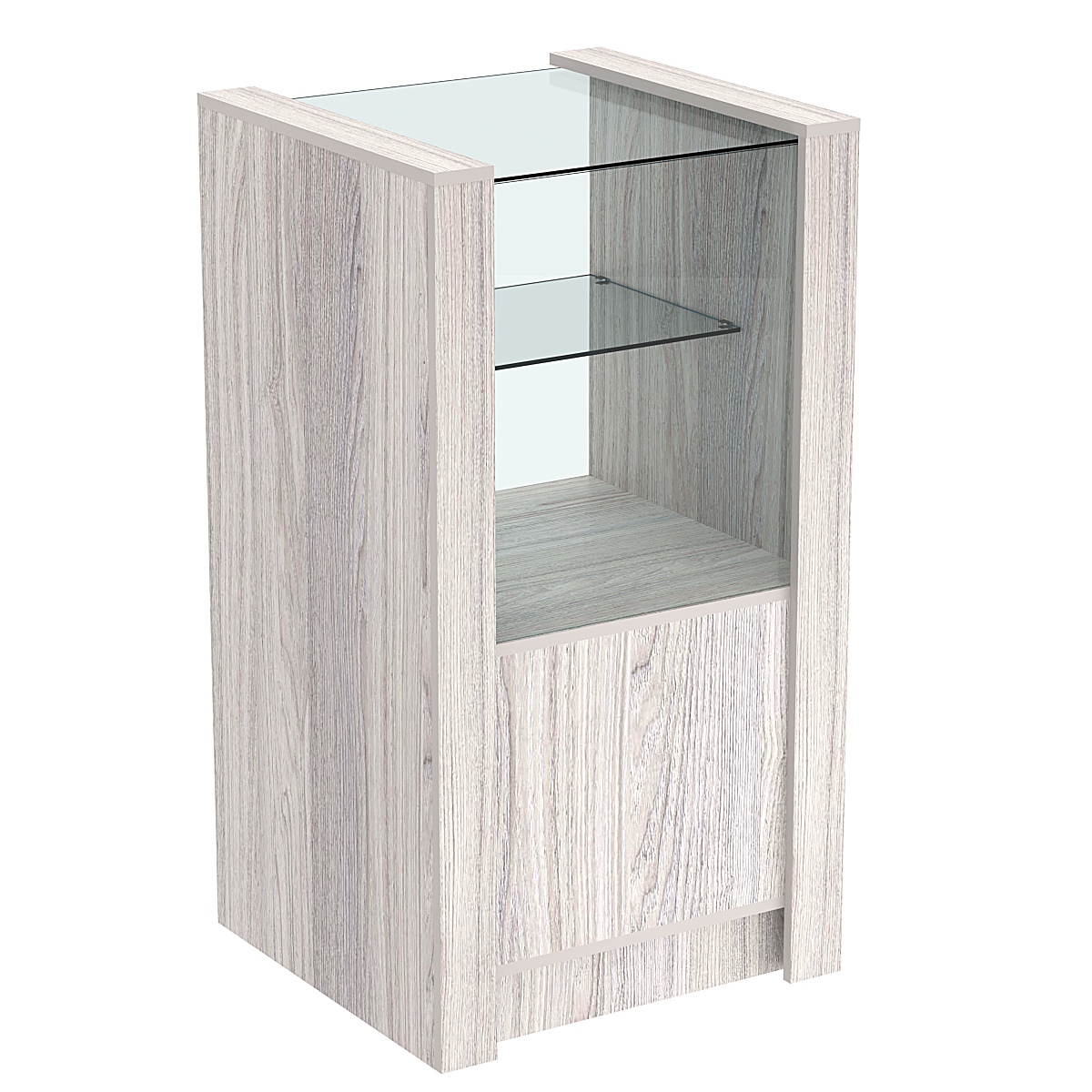 Прилавок из ДСП Модерн №3-600 небольшой с прозрачной полкой Ясень Анкор светлый - U31104