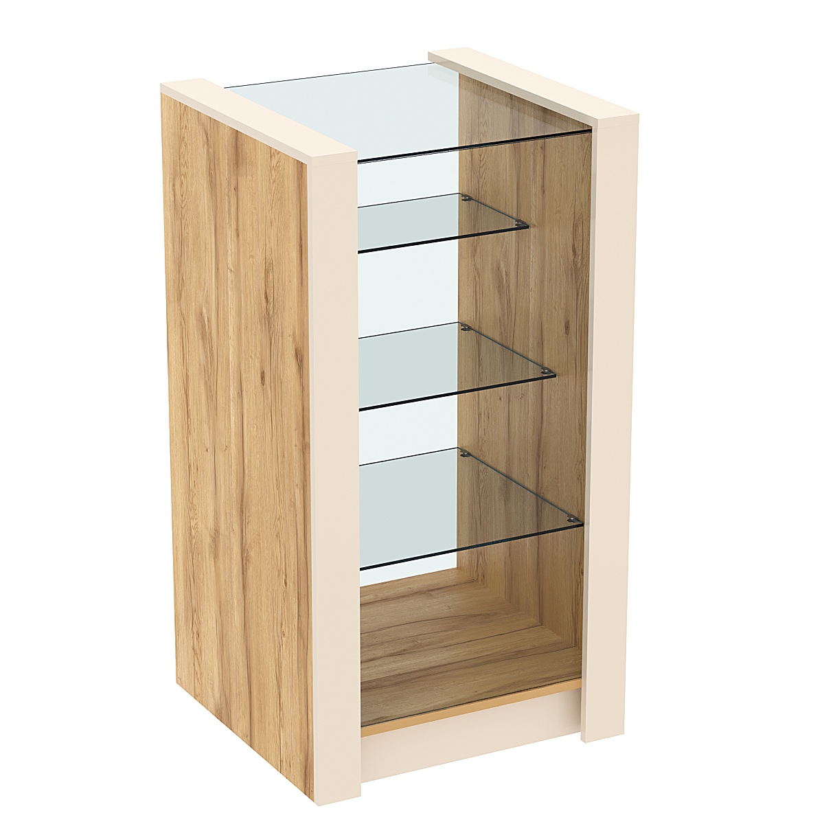 Прилавок из ДСП Модерн №4-600 малый с тремя полками Дуб Золотистый и Крем Вайс