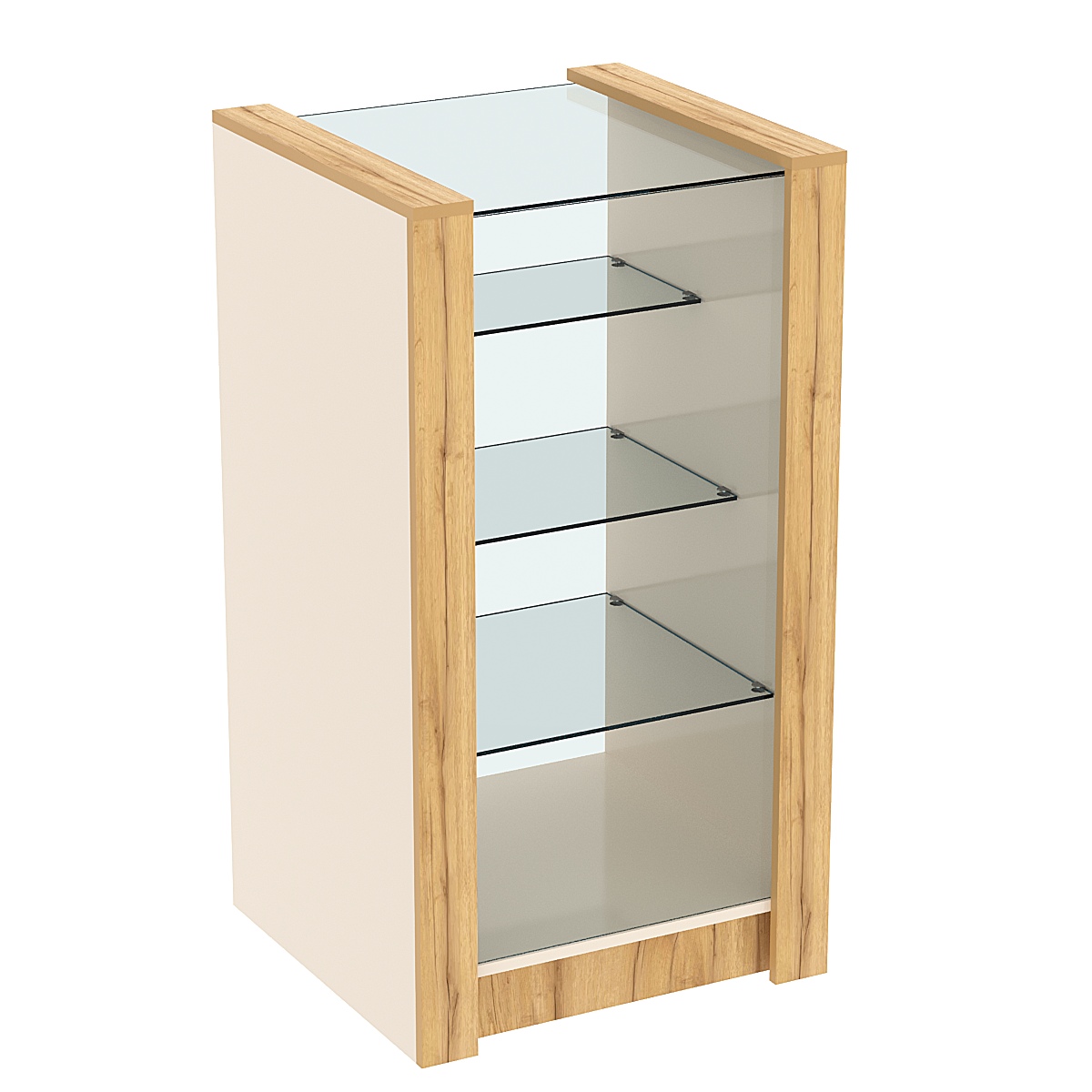 Прилавок из ДСП Модерн №4-600 малый с тремя полками Крем Вайс и Дуб Золотистый