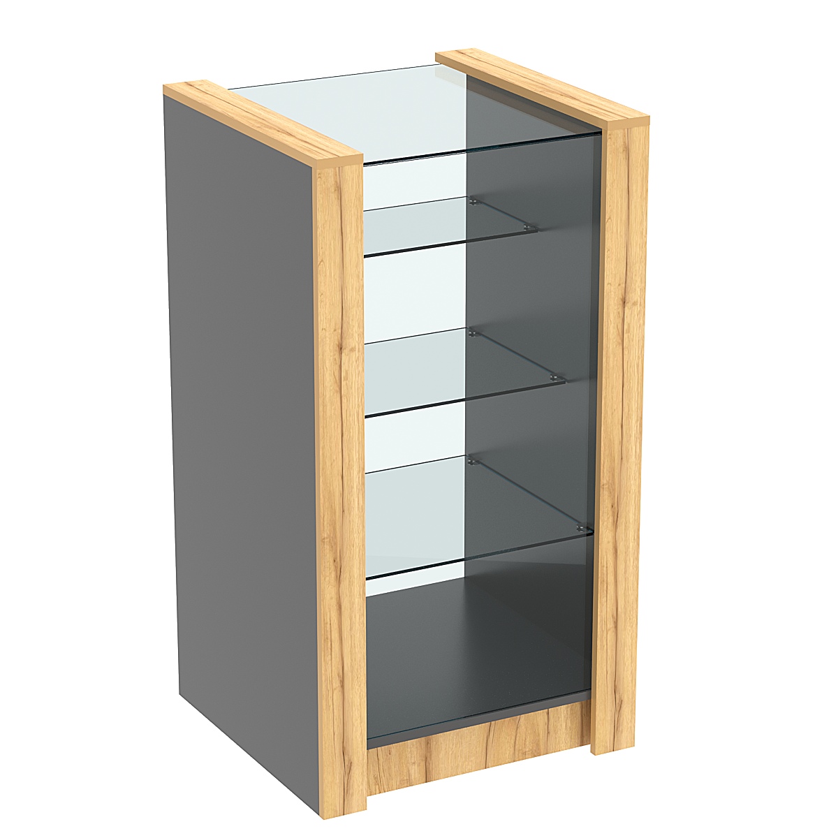 Прилавок из ДСП Модерн №4-600 малый с тремя полками Темно-серый и Дуб Золотистый