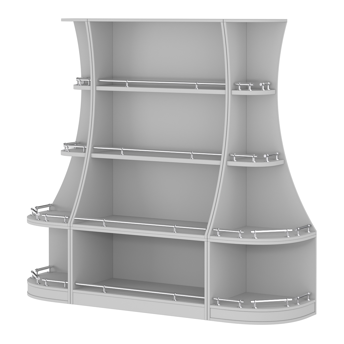Пристенный низкий стеллаж ГАРАНТ №1-О с ограничителями Серый