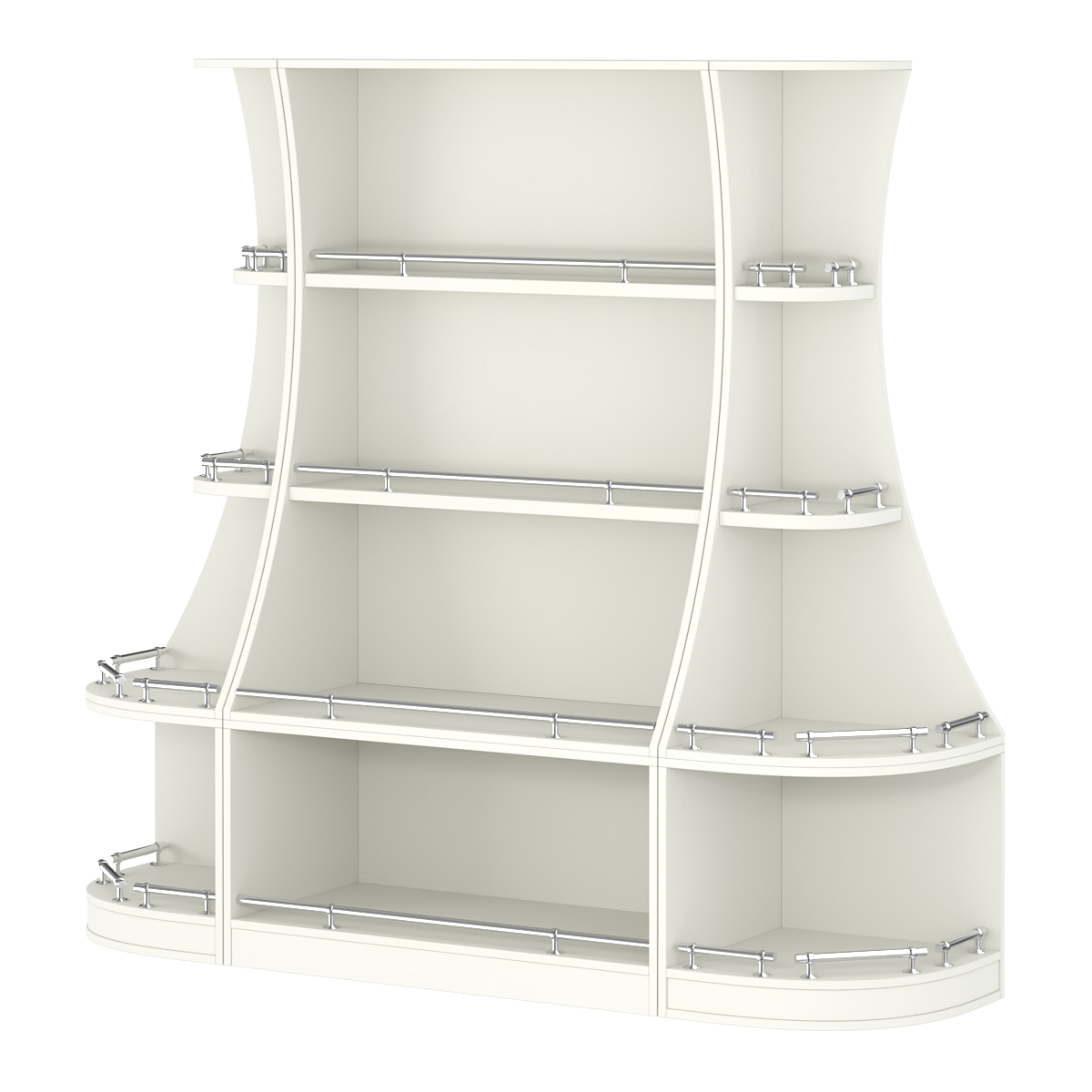 Пристенный низкий стеллаж ГАРАНТ №1-О с ограничителями Белый