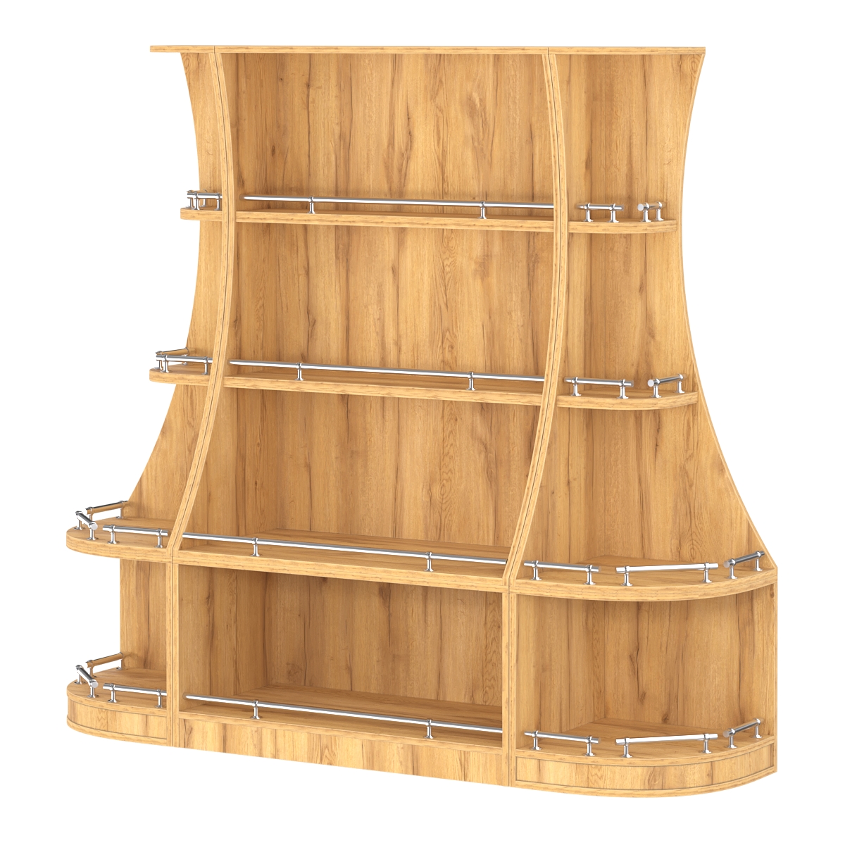 Пристенный низкий стеллаж ГАРАНТ №1-О с ограничителями Дуб Золотистый