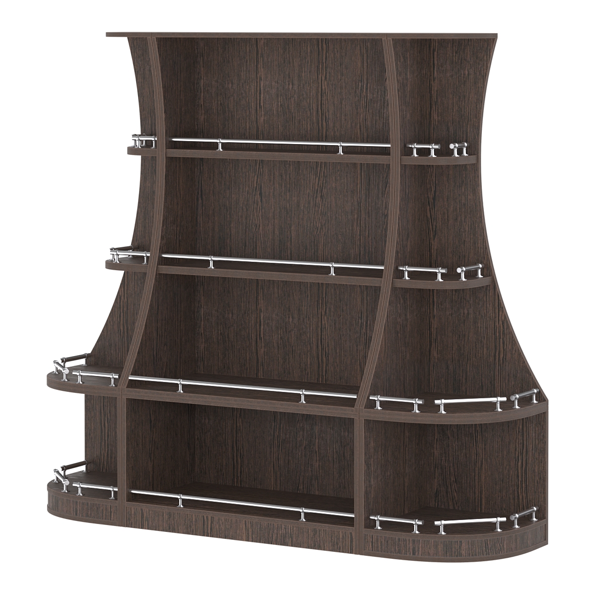 Пристенный низкий стеллаж ГАРАНТ №1-О с ограничителями Дуб Венге