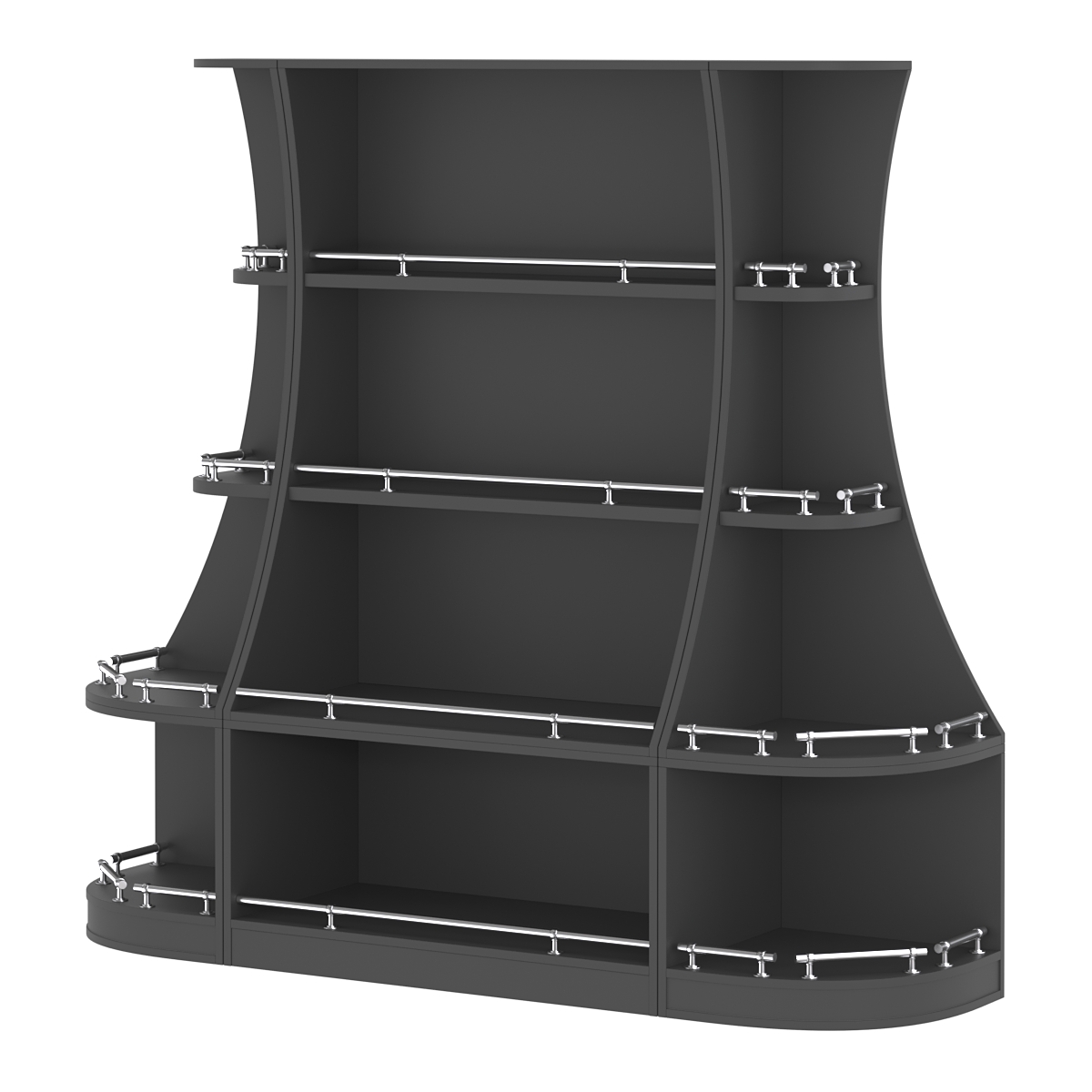 Пристенный низкий стеллаж ГАРАНТ №1-О с ограничителями Черный