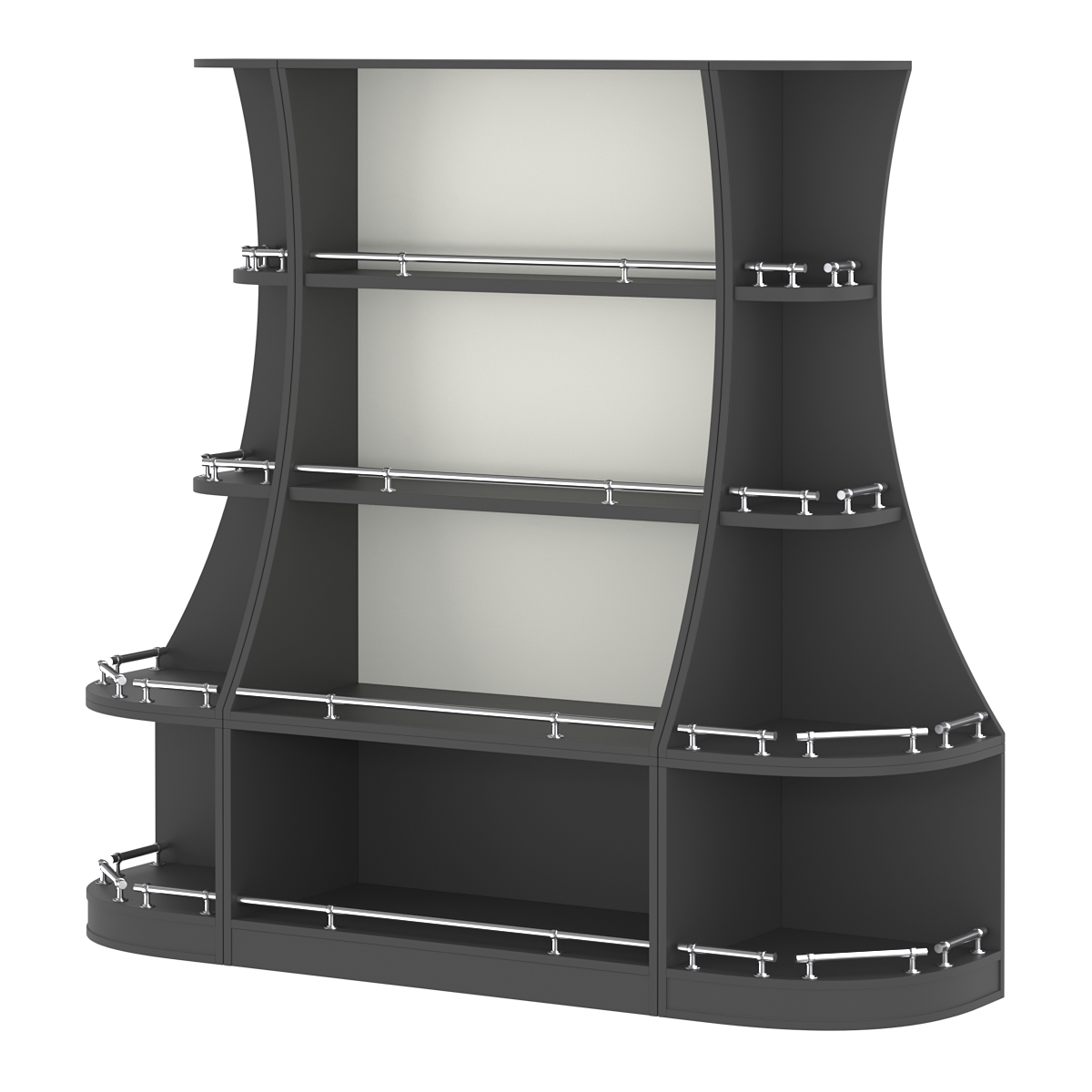 Пристенный низкий стеллаж ГАРАНТ №1-О с ограничителями Черный и Белый