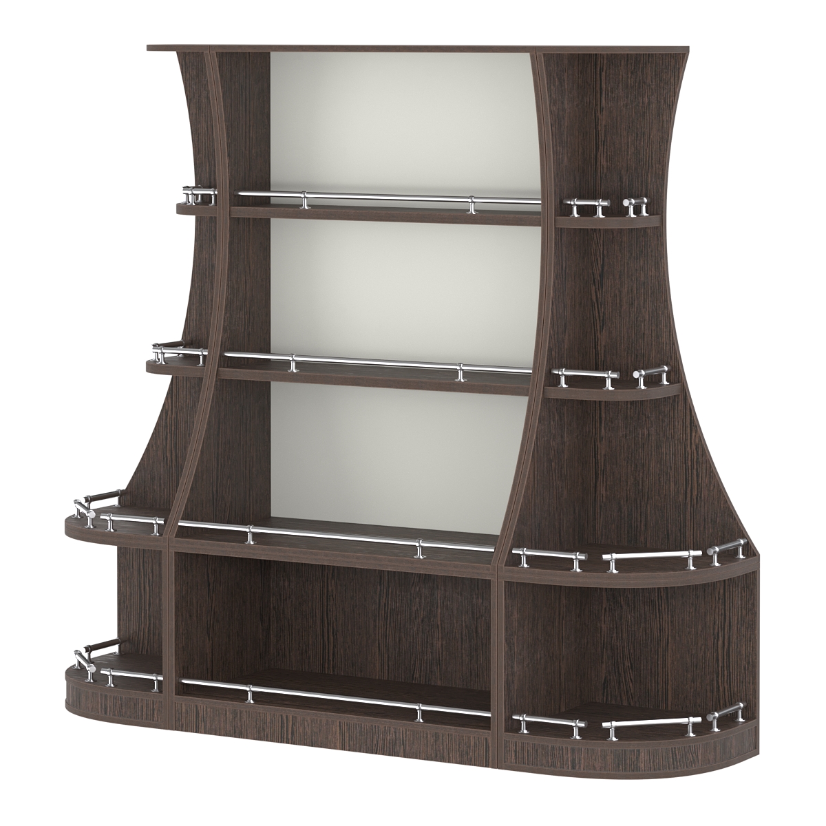 Пристенный низкий стеллаж ГАРАНТ №1-О с ограничителями Дуб Венге + Белый