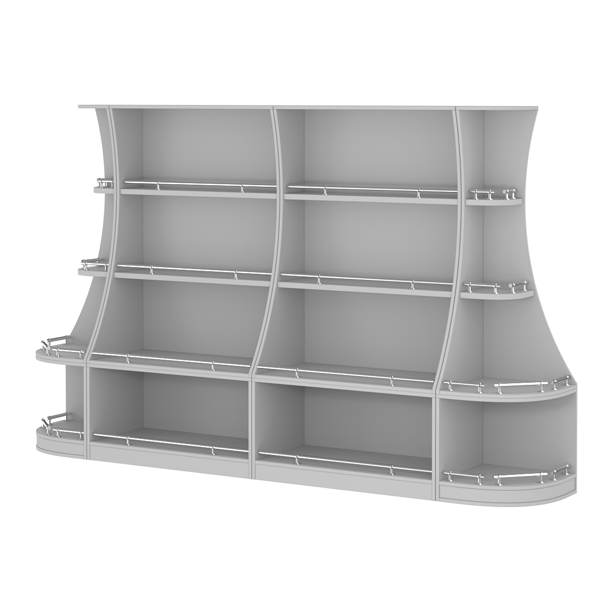 Пристенный низкий стеллаж ГАРАНТ №2-О с ограничителями Серый