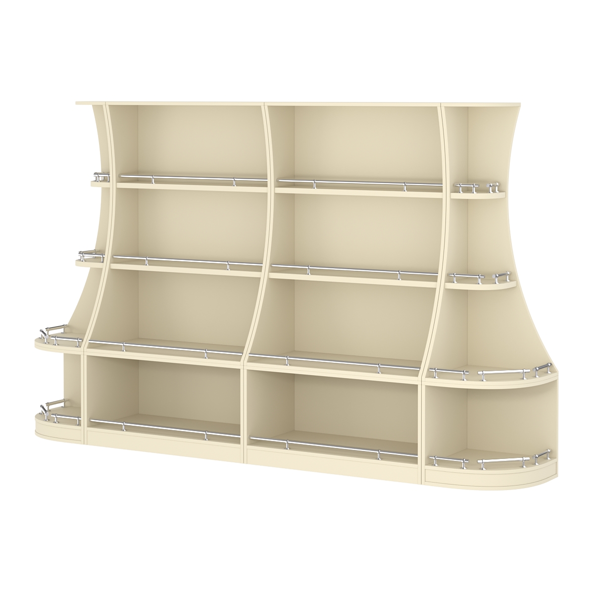 Пристенный низкий стеллаж ГАРАНТ №2-О с ограничителями Крем Вайс