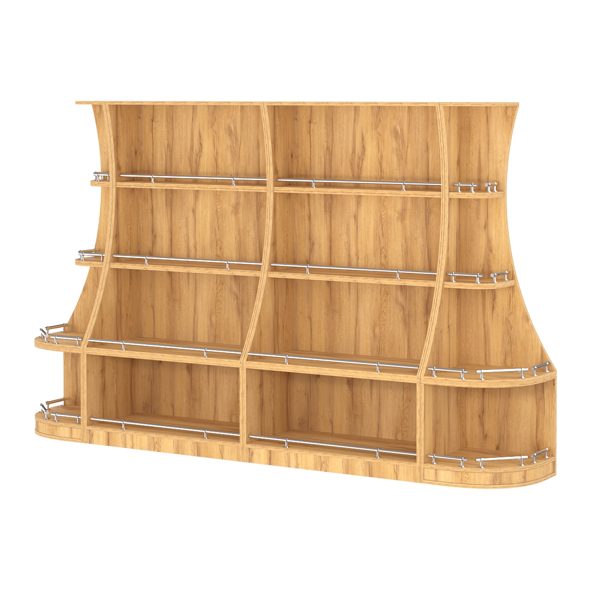 Пристенный низкий стеллаж ГАРАНТ №2-О с ограничителями Дуб Золотистый