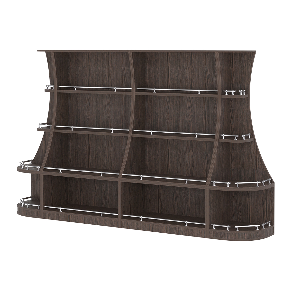 Пристенный низкий стеллаж ГАРАНТ №2-О с ограничителями Дуб Венге