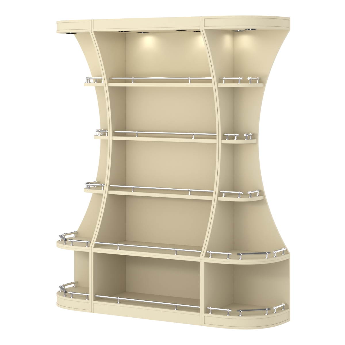 Пристенный высокий стеллаж ГАРАНТ №1-О с ограничителями Крем Вайс