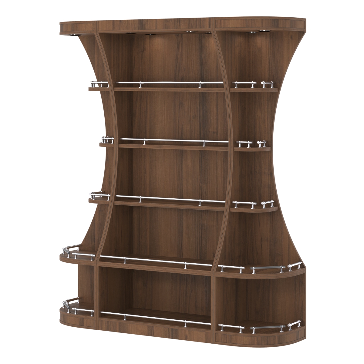 Пристенный высокий стеллаж ГАРАНТ №1-О с ограничителями Орех