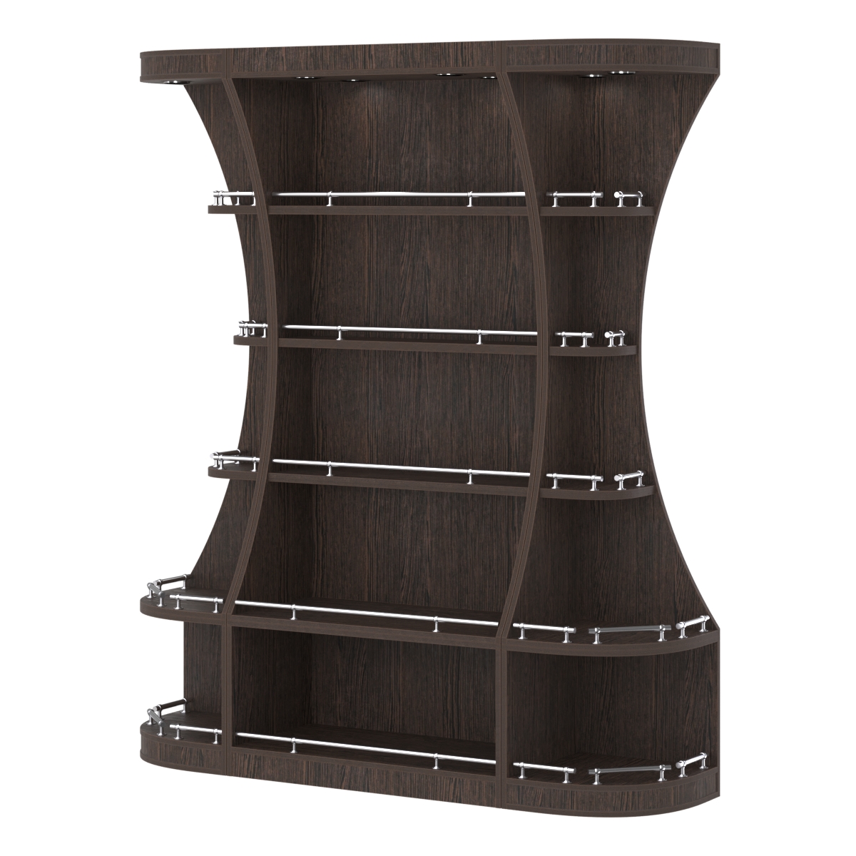 Пристенный высокий стеллаж ГАРАНТ №1-О с ограничителями Дуб Венге