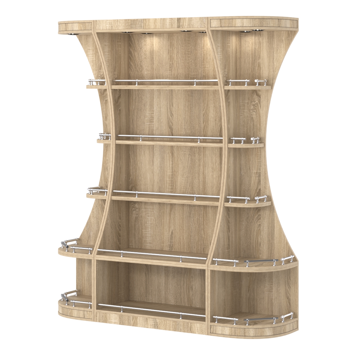 Пристенный высокий стеллаж ГАРАНТ №1-О с ограничителями Дуб Сонома