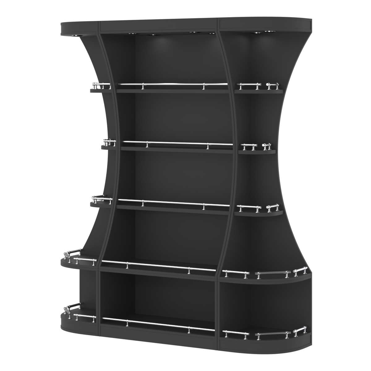 Пристенный высокий стеллаж ГАРАНТ №1-О с ограничителями Черный