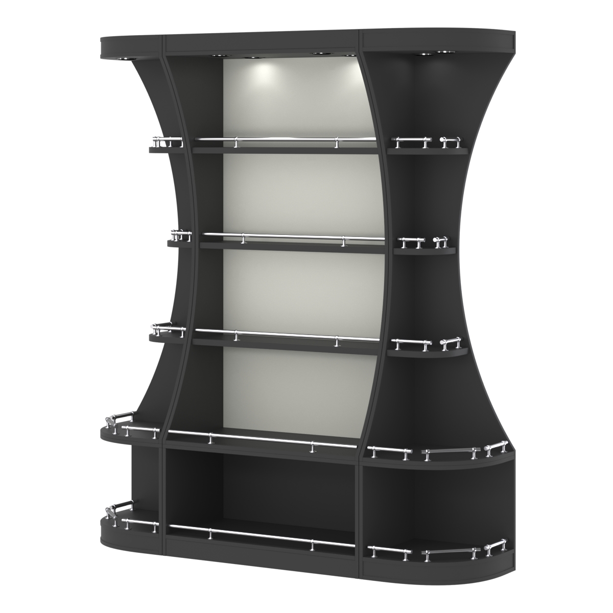 Пристенный высокий стеллаж ГАРАНТ №1-О с ограничителями Черный и Белый