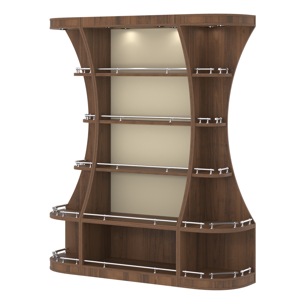 Пристенный высокий стеллаж ГАРАНТ №1-О с ограничителями Орех + Крем Вайс