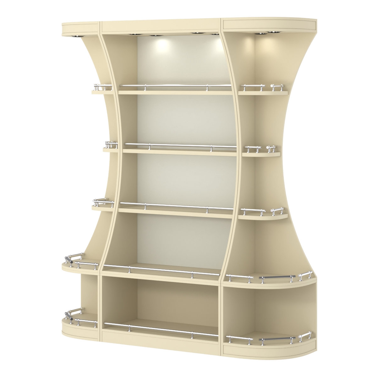 Пристенный высокий стеллаж ГАРАНТ №1-О с ограничителями Крем Вайс + Белый