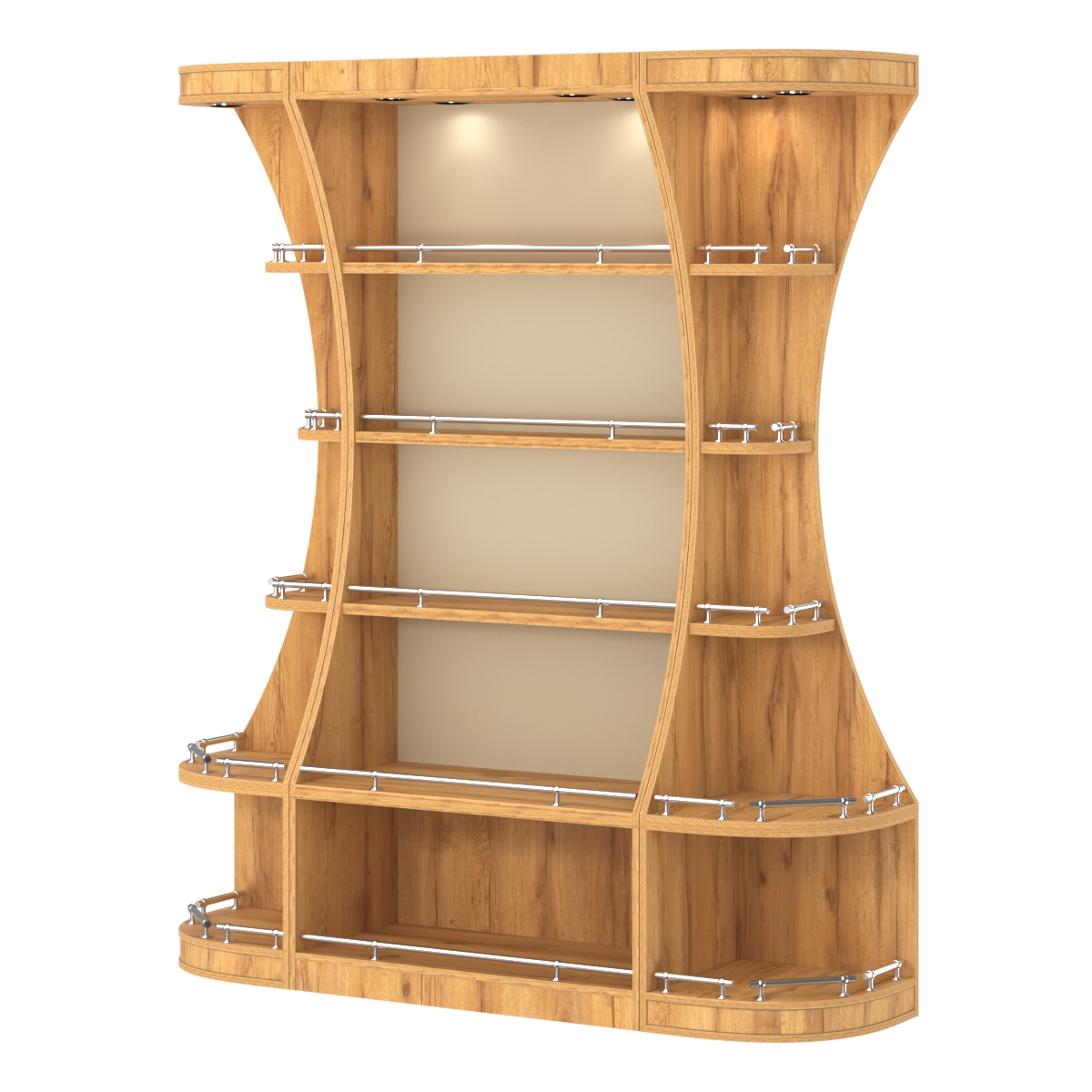 Пристенный высокий стеллаж ГАРАНТ №1-О с ограничителями Дуб Золотистый и Крем Вайс