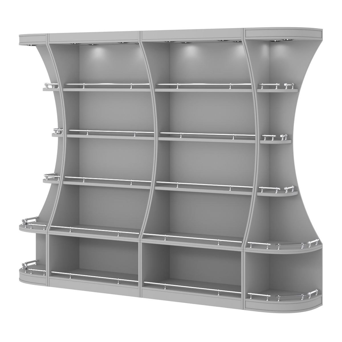 Пристенный высокий стеллаж ГАРАНТ №2-О с ограничителями Серый