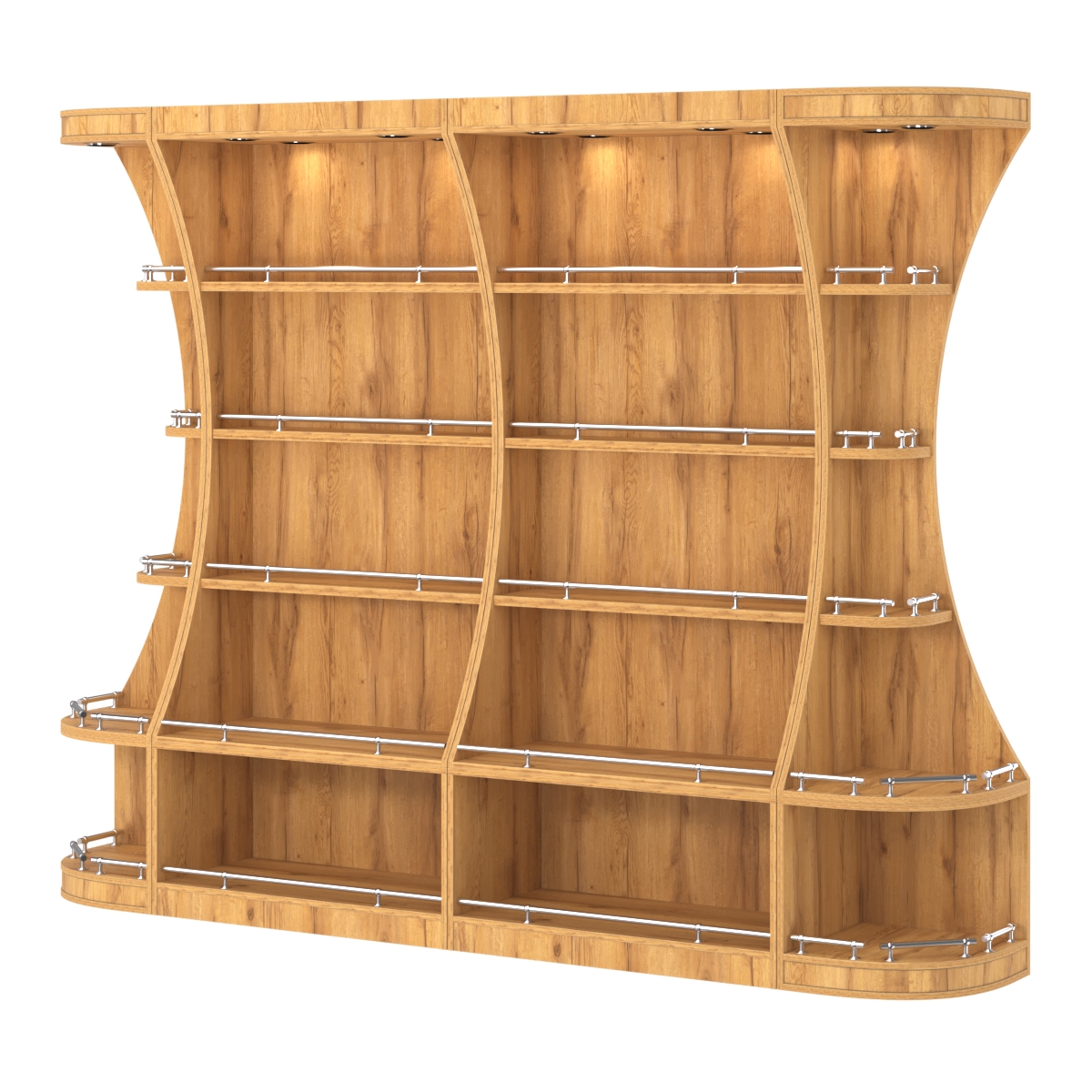 Пристенный высокий стеллаж ГАРАНТ №2-О с ограничителями Дуб Золотистый