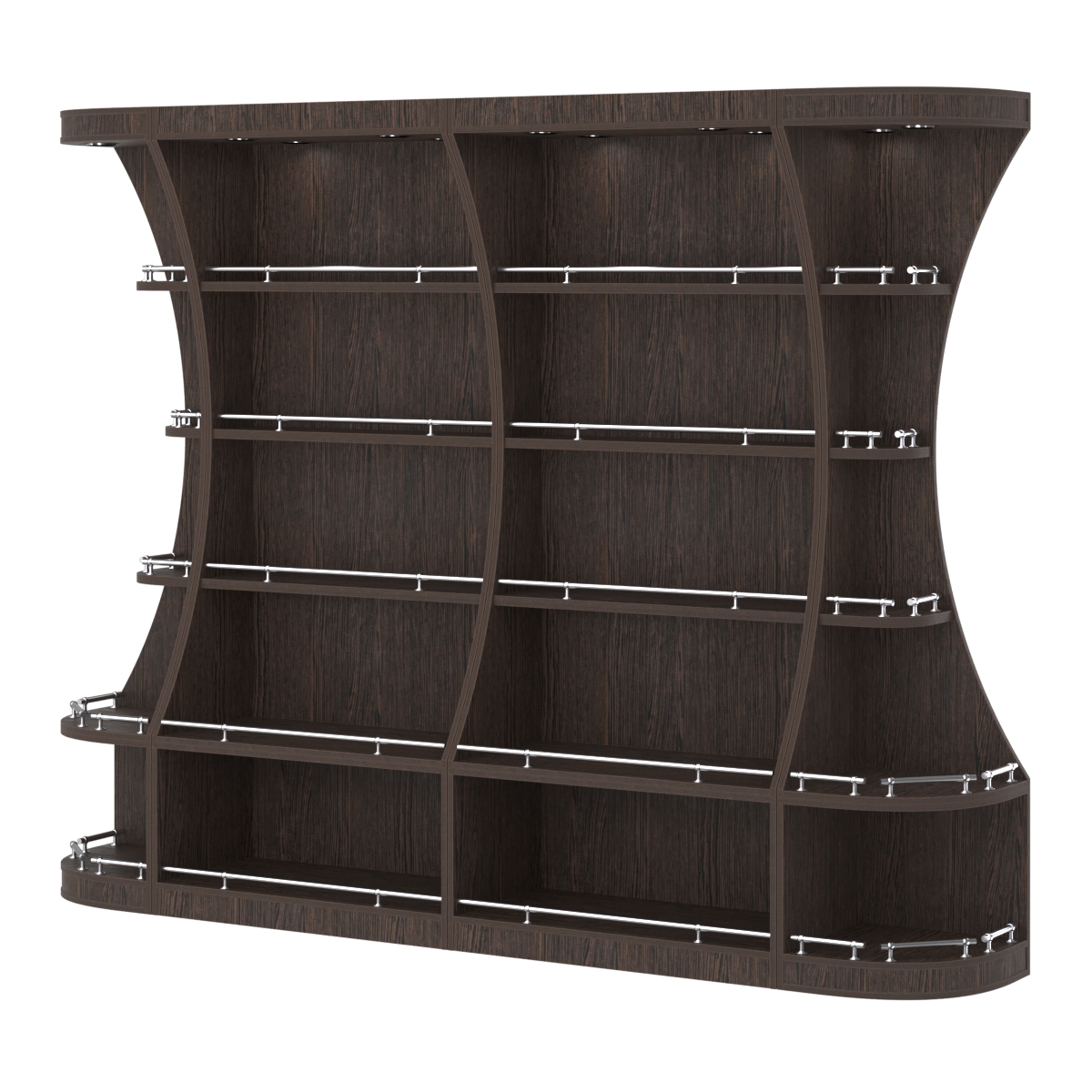 Пристенный высокий стеллаж ГАРАНТ №2-О с ограничителями Дуб Венге