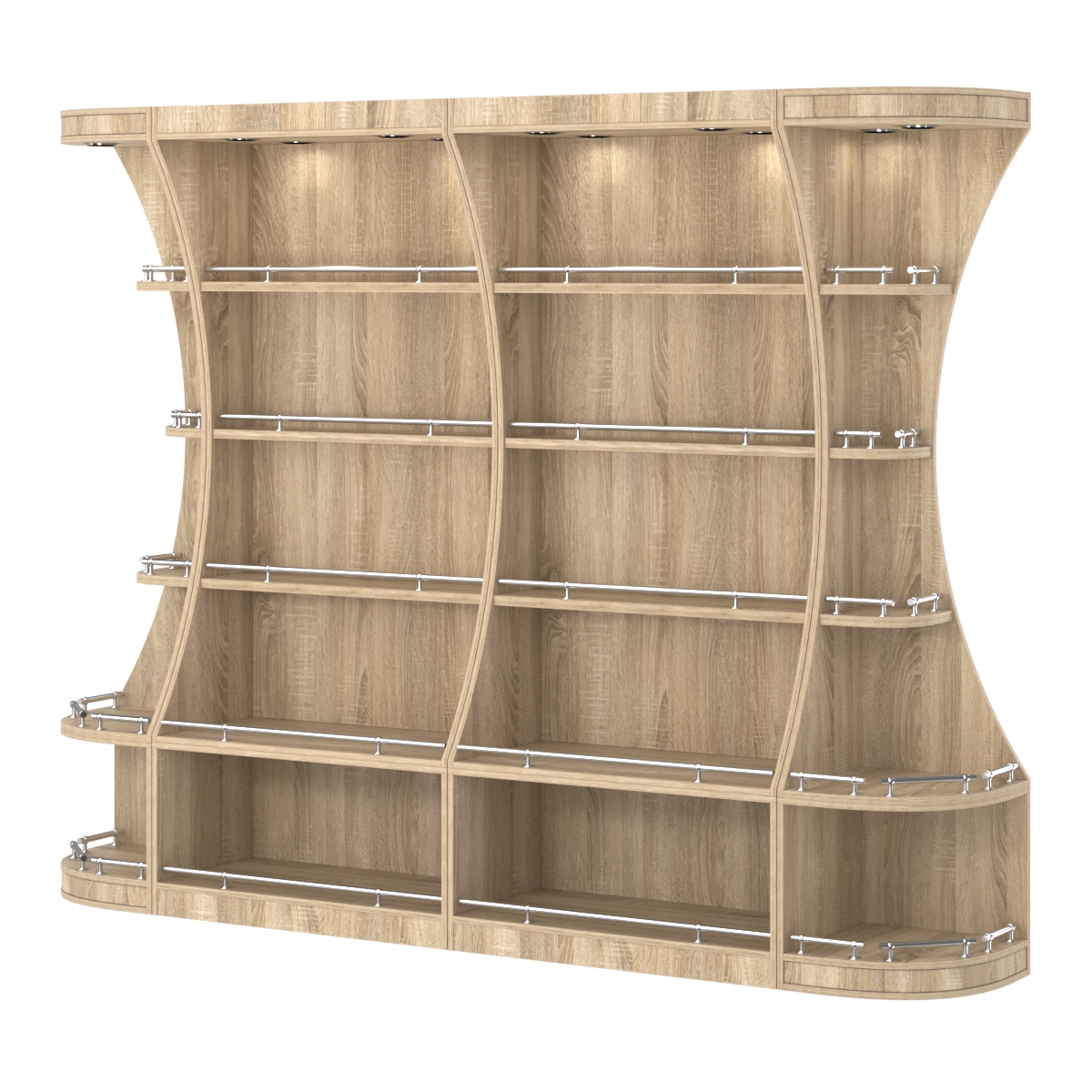 Пристенный высокий стеллаж ГАРАНТ №2-О с ограничителями Дуб Сонома