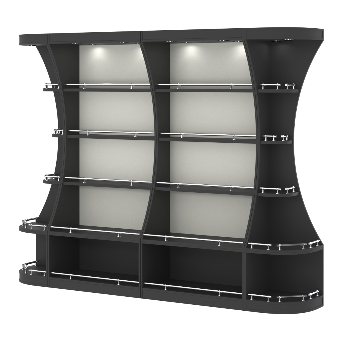 Пристенный высокий стеллаж ГАРАНТ №2-О с ограничителями Черный и Белый