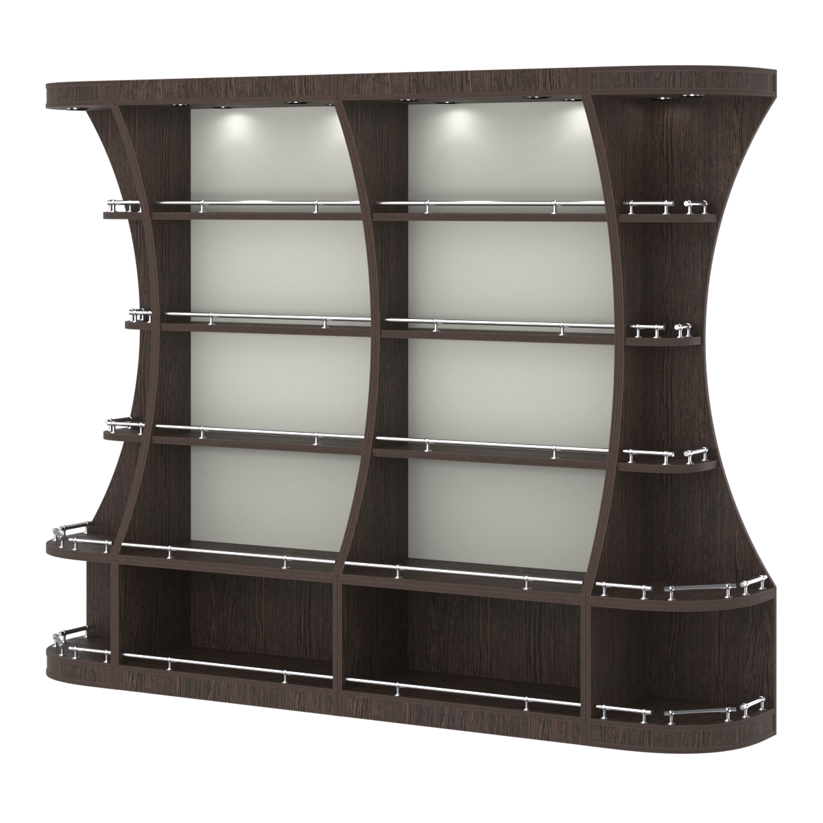 Пристенный высокий стеллаж ГАРАНТ №2-О с ограничителями Дуб Венге + Белый