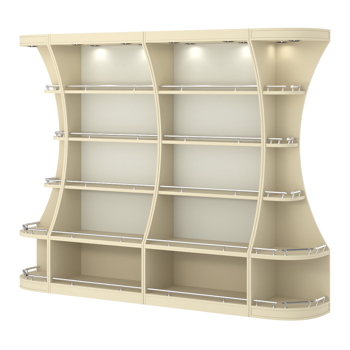 Пристенный высокий стеллаж ГАРАНТ №2-О с ограничителями Крем Вайс + Белый