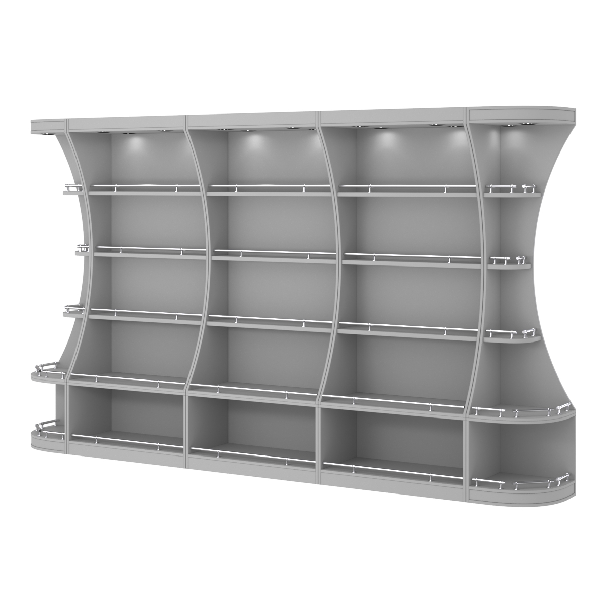 Пристенный высокий стеллаж ГАРАНТ №3-О с ограничителями Серый