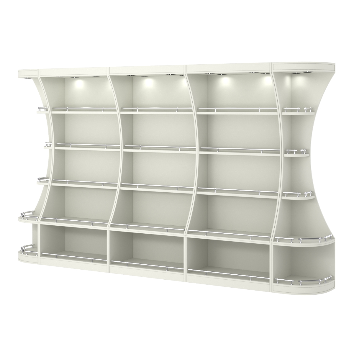 Пристенный высокий стеллаж ГАРАНТ №3-О с ограничителями Белый