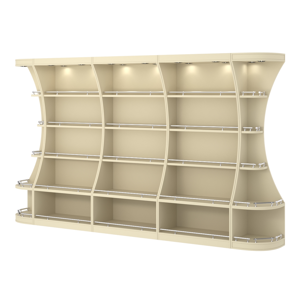 Пристенный высокий стеллаж ГАРАНТ №3-О с ограничителями Крем Вайс