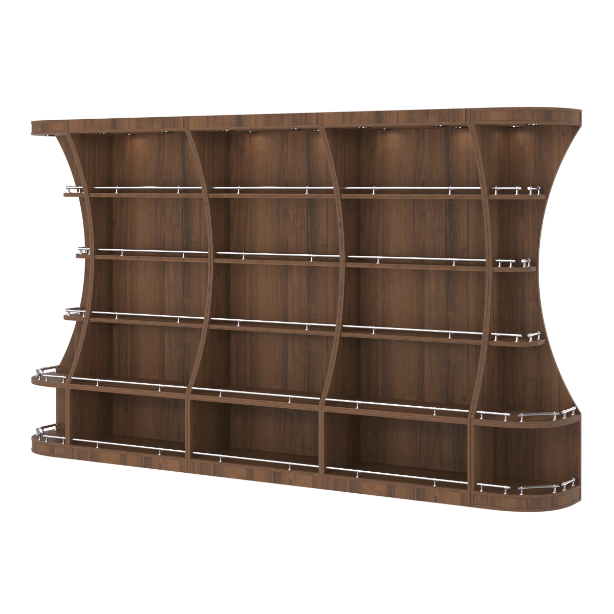 Пристенный высокий стеллаж ГАРАНТ №3-О с ограничителями Орех