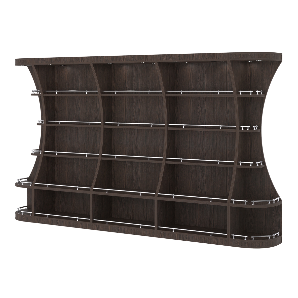 Пристенный высокий стеллаж ГАРАНТ №3-О с ограничителями Дуб Венге