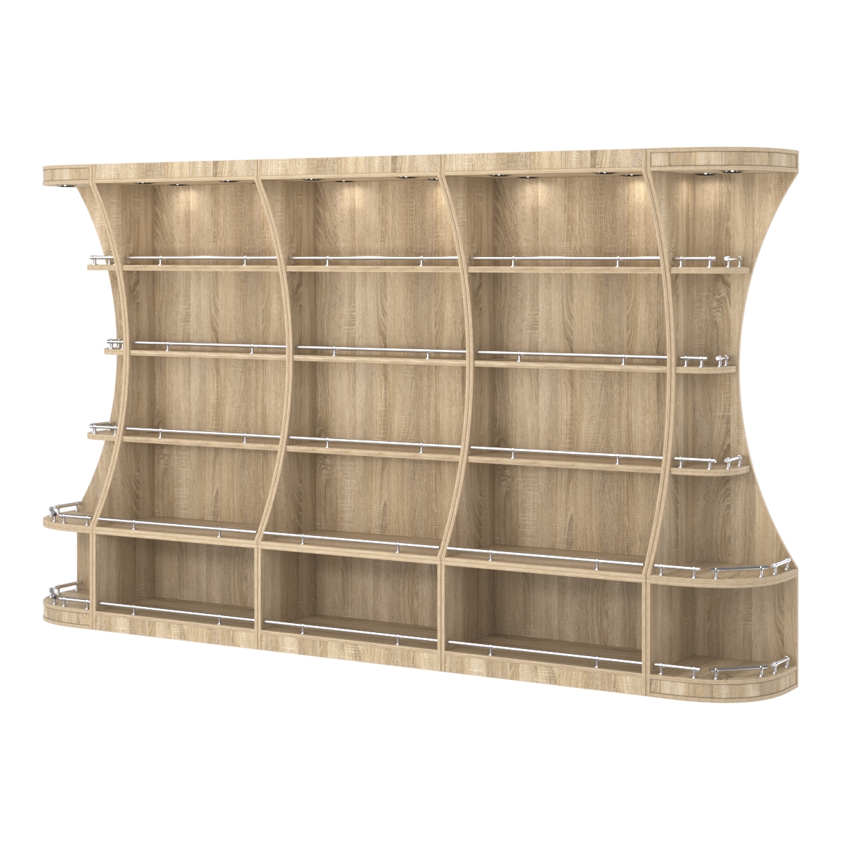 Пристенный высокий стеллаж ГАРАНТ №3-О с ограничителями Дуб Сонома