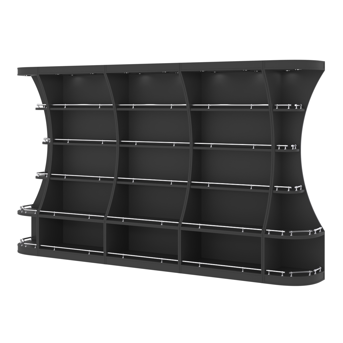 Пристенный высокий стеллаж ГАРАНТ №3-О с ограничителями Черный