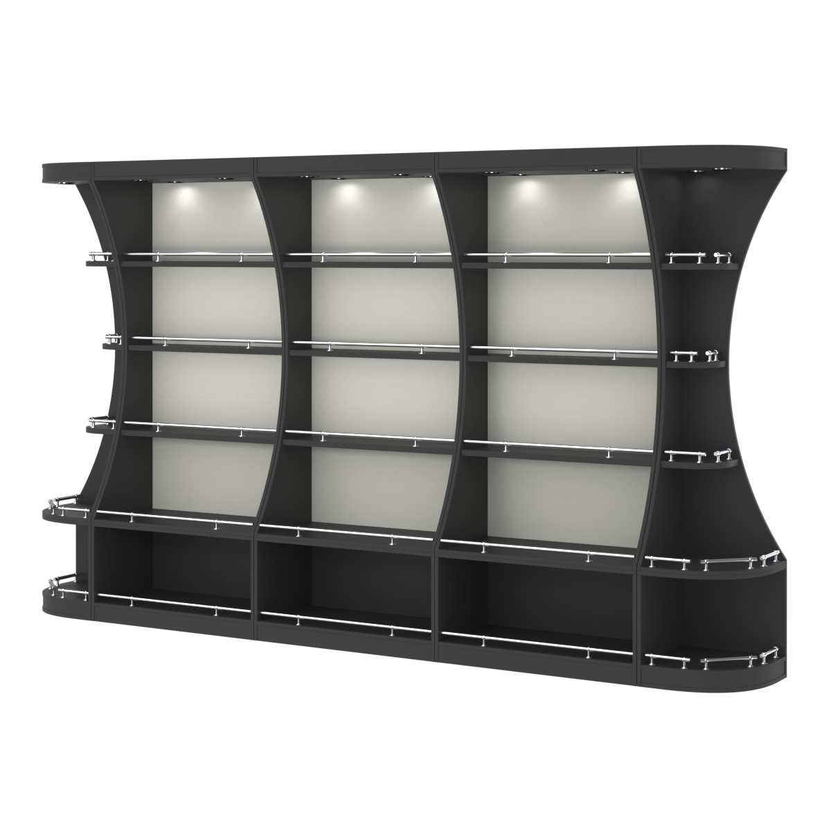 Пристенный высокий стеллаж ГАРАНТ №3-О с ограничителями Черный и Белый