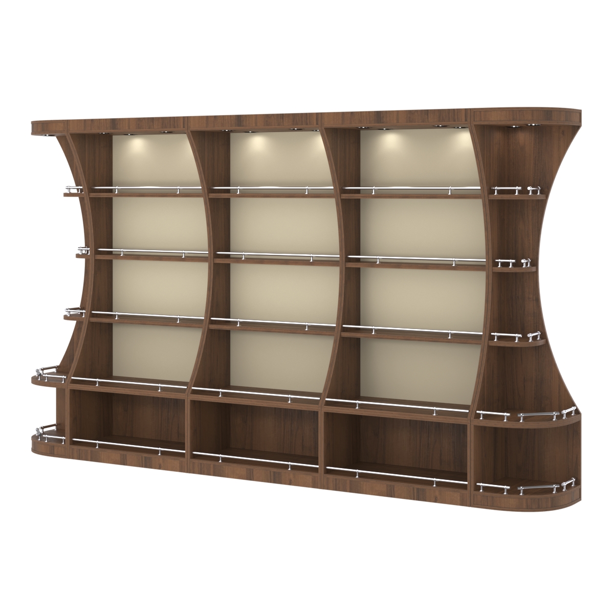 Пристенный высокий стеллаж ГАРАНТ №3-О с ограничителями Орех + Крем Вайс