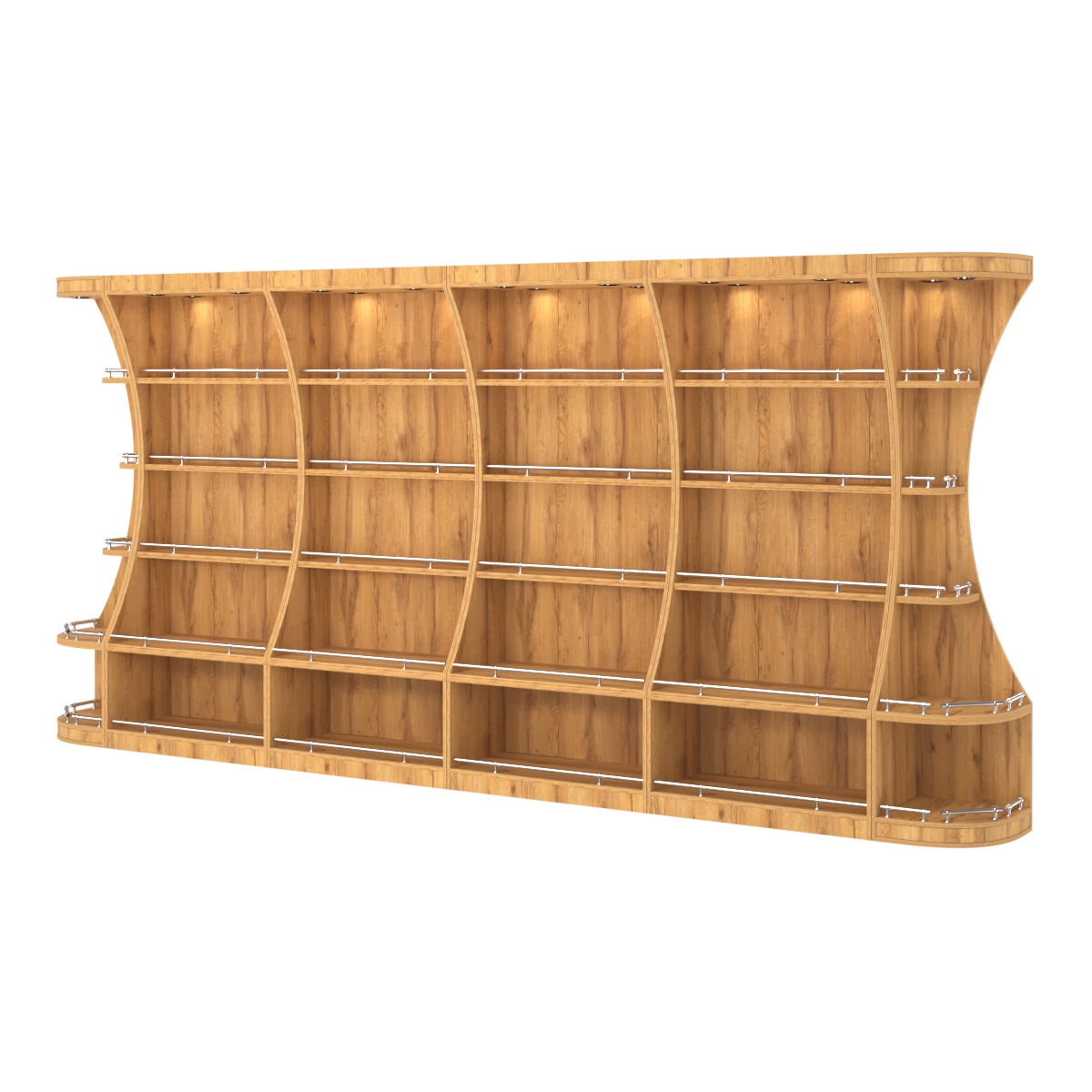 Пристенный высокий стеллаж ГАРАНТ №4-О с ограничителями Дуб Золотистый