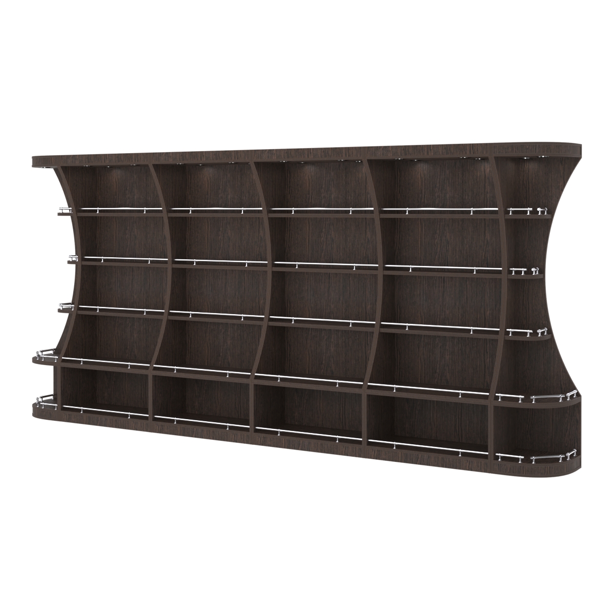 Пристенный высокий стеллаж ГАРАНТ №4-О с ограничителями Дуб Венге