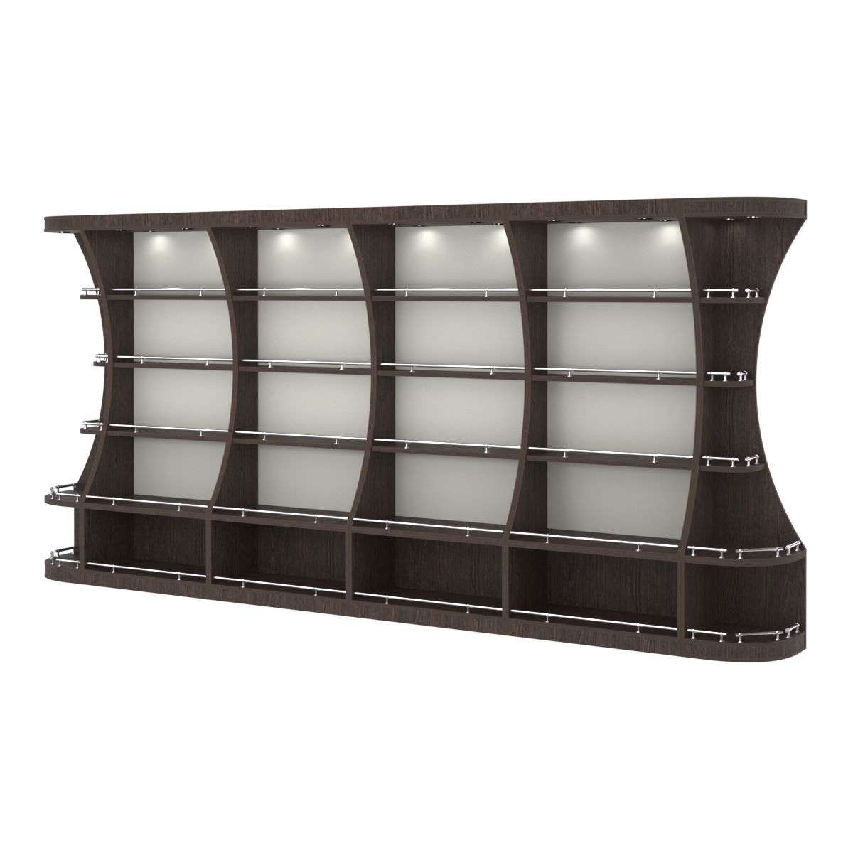 Пристенный высокий стеллаж ГАРАНТ №4-О с ограничителями Дуб Венге + Белый