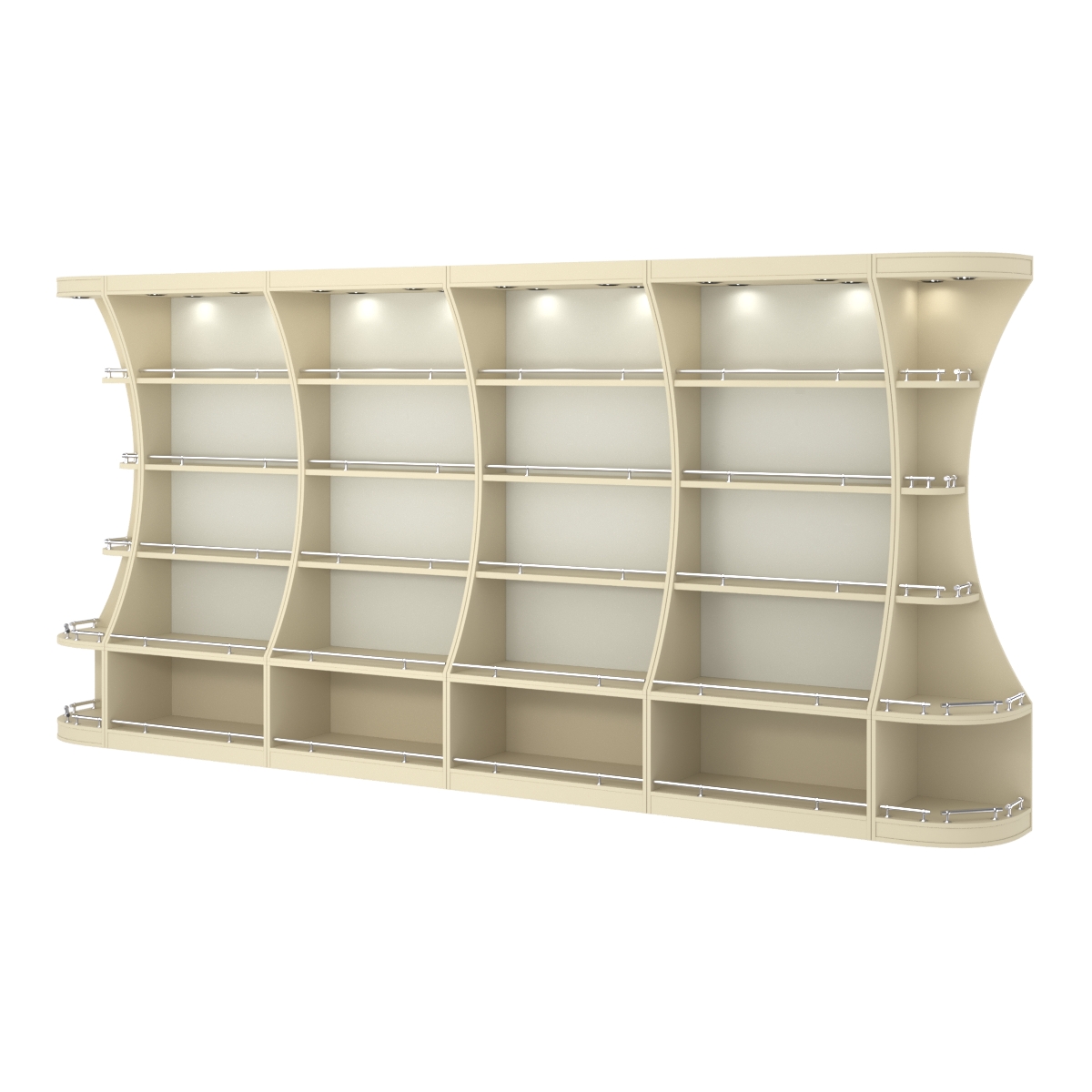 Пристенный высокий стеллаж ГАРАНТ №4-О с ограничителями Крем Вайс + Белый